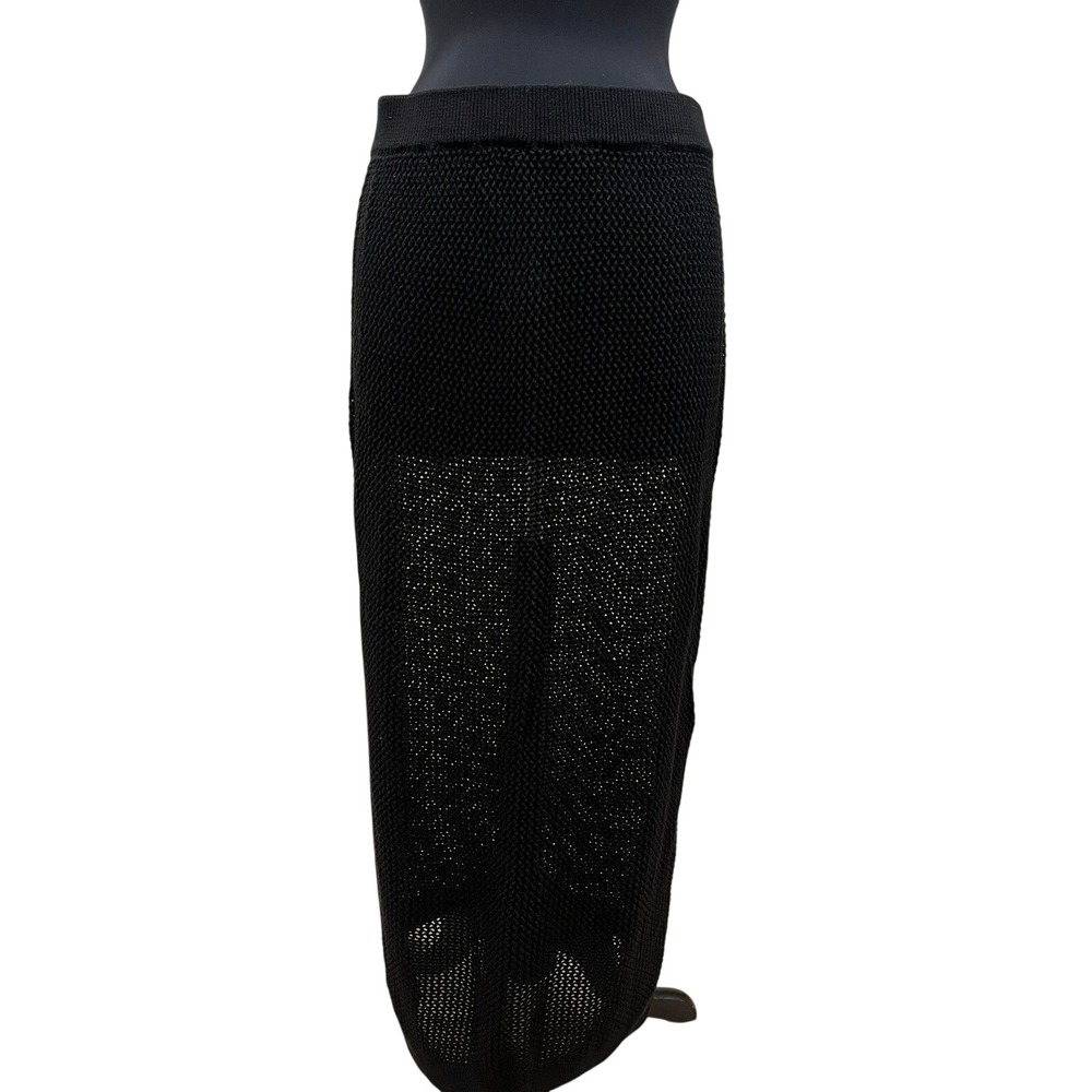O'Neill Black Open Knit Maxi Skirt XL Cotton Blend Side Slit Beach Cover Up